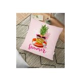 RealHomes YER-3263 Pembe Zeminli Summer Ananas Desenli 70x70 cm Yer Minderi