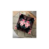 RealHomes YER-3314 Siyah Zeminde Lilyum ve Flamingo Özel Tasarım 70x70 cm Yer Minderi