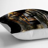RealHomes YER-3339 Gold Afrika Woman Tasarımlı 3D Modern 70x70 cm Yer Minderi