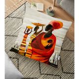 RealHomes YER-3341 Afrikan Yağlı Boya Çizimli 3D Dekoratif 70x70 cm Yer Minderi