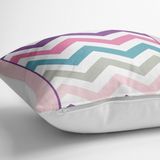 RealHomes YER-3384 Zigzag Motifli Pembe Zeminli Modern 70x70 cm Yer Minderi