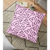 RealHomes YER-3397 Açık Pempe Pink Yazılı Modern Dekoratif 70x70 cm Yer Minderi