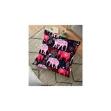 RealHomes YER-3449 Siyah Zeminli Pembe Filler Zeminli Dekoratif 70x70 cm Yer Minderi
