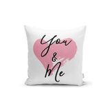 RealHomes You & Me Kalp Yazılı Dijital Baskılı Dekoratif Yastık Kırlent Kılıfı