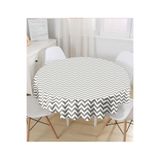 RealHomes Zigzag Desenli Dijital Baskılı Yuvarlak Masa Örtüsü - Çap 140cm, MasaYuv-320-140x140cm