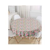 RealHomes Zigzag Zebra Desenli Ogea Desenli Yuvarlak Masa Örtüsü - Çap 140cm, MasaYuv-2442-140x140cm