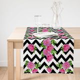 Realhomes Zigzag Zebra Temalı Gül Motifli Modern Süet Runner
