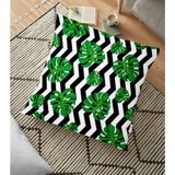 RealHomes Zigzag Zebra Temalı Yaprak Çizimli Dijital Baskılı 70x70 cm Yer Minderi