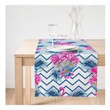 Realhomes Zigzag Zeminli Flamingo Baskılı Dekoratif Süet Runner