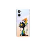 Realme 10 4G ile Uyumlu Splash Kedi Tasarımlı Şeffaf Silikon Kılıf
