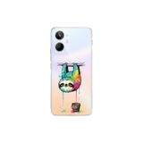 Realme 10 4G ile Uyumlu Splash Tembel Hayvan Tasarımlı Şeffaf Silikon Kılıf