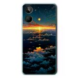 Realme 10 4G Uyumlu Gün Batımı ve Ay Baskılı Silikon Kılıf
