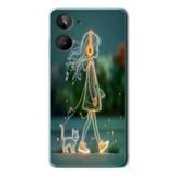 Realme 10 4G Uyumlu Kedili Neon Kız Baskılı Silikon Kılıf