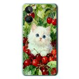 Realme 10 4G Uyumlu Kirazlı Kedi Baskılı Silikon Kılıf