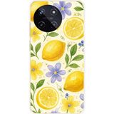 Realme 11 4G Uyumlu Sulu Boya Limon ve Çiçek Desenli Baskılı Silikon Kılıf