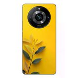 Realme 11 Pro Uyumlu Sarı Siyah Çiçekler Baskılı Silikon Kılıf