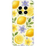Realme 12 4G-12 Plus Uyumlu Sulu Boya Limon ve Çiçek Desenli Baskılı Silikon Kılıf