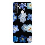 Realme 6i İle Uyumlu Siyah Azure Petals Desenli Silikon Kılıf