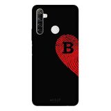 Realme 6i İle Uyumlu Siyah B Harfli Touch of Love Desenli Silikon Kılıf
