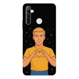 Realme 6i İle Uyumlu Siyah Golden Heart Desenli Silikon Kılıf