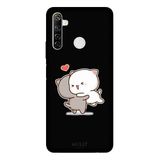 Realme 6i İle Uyumlu Siyah Meow Hug Desenli Silikon Kılıf