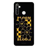 Realme 6i İle Uyumlu Siyah Smile & Bloom Desenli Silikon Kılıf
