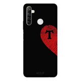 Realme 6i İle Uyumlu Siyah T-Harfli Touch of Love Desenli Silikon Kılıf