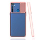 Realme 6İ/C3/C3İ ile uyumlu Kılıf Slayt Sürgülü Arkası Buzlu Lensi Kapak - Pembe Açık