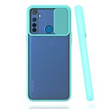 Realme 6İ/C3/C3İ ile uyumlu Kılıf Slayt Sürgülü Arkası Buzlu Lensi Kapak - Turkuaz
