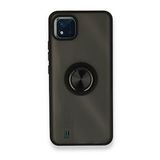 Realme C11 2021 Montreal Yüzüklü Silikon Kapak Siyah Kılıf