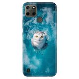 Realme C21Y - C25Y ile Uyumlu Ciddi Baykuş Temalı Desenli Darbe Emici Silikon Kılıf