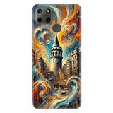 Realme C21Y - C25Y ile Uyumlu Galata Kulesi Temalı Darbe Emici Silikon Kılıf, Çok Renkli