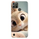 Realme C21Y - C25Y ile Uyumlu Minnoş Tavşan Temalı Darbe Emici Silikon Kılıf, Çok Renkli