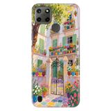 Realme C21Y, C25Y ile Uyumlu Silikon Kılıf, Fransız Balkon Temalı Desenli, Darbe Emici, Çok Renkli