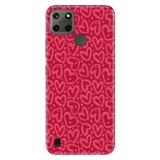 Realme C21Y, C25Y ile Uyumlu Silikon Kılıf, Pembeli Kalpcikler Temalı Desenli, Darbe Emici