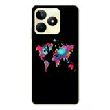 Realme C53 Uyumlu Dünya Renkli Haritası Baskılı Silikon Kılıf