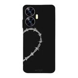 Realme C55 İle Uyumlu Siyah heart-string Desenli Silikon Kılıf