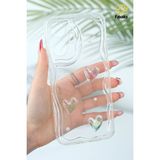 Realme C55 Kılıf 3D Kalpli Inci Tasarımlı Desenli Kamera Korumalı Şeffaf Silikon Kapak - Cici Mina