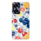Realme C55 Uyumlu Sulu Boya Meyve ve Çiçek Desenli Baskılı Silikon Kılıf