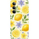 Realme C75 Uyumlu Sulu Boya Limon ve Çiçek Desenli Baskılı Silikon Kılıf