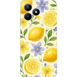 Realme Note 50 Uyumlu Sulu Boya Limon ve Çiçek Desenli Baskılı Silikon Kılıf