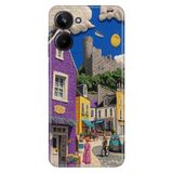 Realme Realme 10 4G ile Uyumlu Kılıf, Hayalimdeki Kasaba Temalı Desenli, Darbe Emici Silikon, Çok Renkli