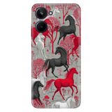 Realme Realme 10 4G ile Uyumlu Kılıf, Running Horses Temalı Desenli, Darbe Emici Silikon, Çok Renkli