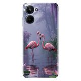 Realme Realme 10 4G ile Uyumlu Silikon Kılıf, Flamingo Aşk Temalı Desenli, Darbe Emici