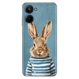 Realme Realme 10 4G ile Uyumlu Silikon Kılıf, Kolejli Tavşan Temalı Desenli, Darbe Emici, Çok Renkli