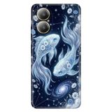 Realme Realme 12 Lite ile Uyumlu Balık Burcu Temalı Desenli Darbe Emici Silikon Kılıf, Çok Renkli