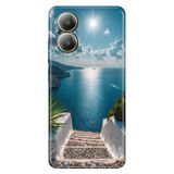 Realme Realme 12 Lite ile Uyumlu Kılıf, Santorini Temalı Desenli, Darbe Emici Silikon