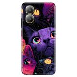 Realme Realme 12 Lite ile Uyumlu Kılıf, Silikon, Cat Portre Temalı Desenli, Darbe Emici, Çok Renkli