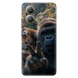Realme Realme 12 Lite ile Uyumlu Silikon Kılıf, Goril ve Kaplan Temalı Desenli, Darbe Emici