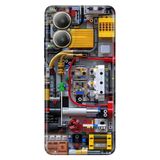 Realme Realme 12 Lite ile Uyumlu Silikon Kılıf, Mekanik Temalı Desenli, Darbe Emici, Çok Renkli